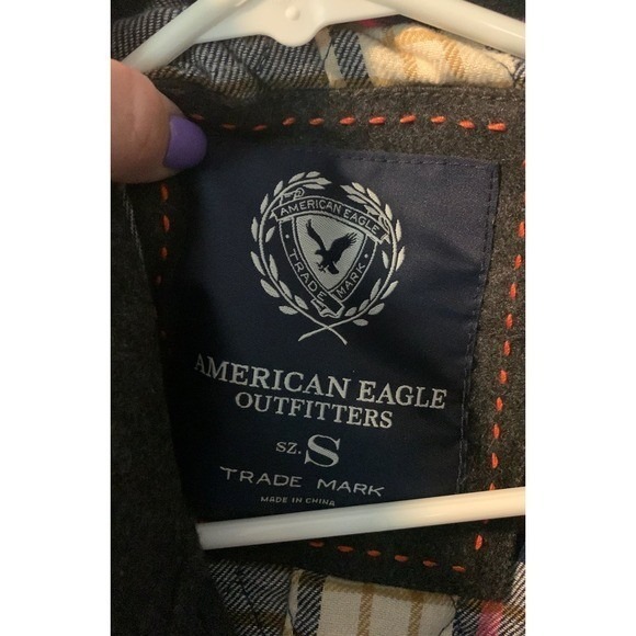 American Eagle Outfitters Women's Gray Double Breasted Wool Blend Peacoat Size S - Picture 2 of 5